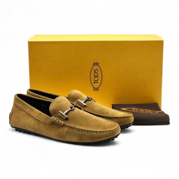 Tod's Gommino Driving Suede Brown Loafers Gunmetal Bit UK 7.5 US 9 - NWB $695 - Picture 1 of 8